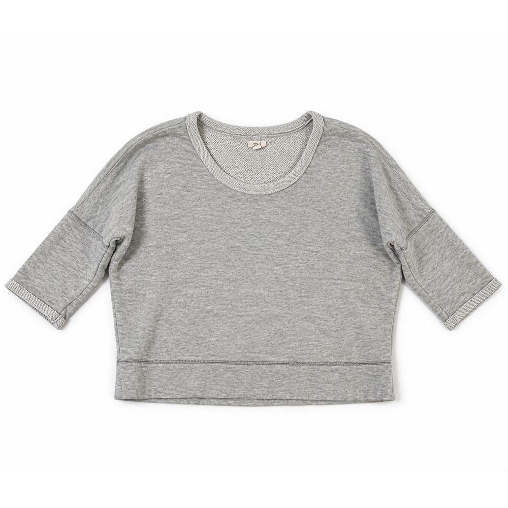 Aerie Womens Gray Cropped French Terry Sweatshirt Relaxed Dolman Sleeve Small